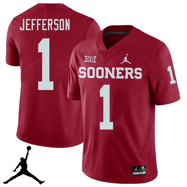 Jordan Brand Men #1 Tony Jefferson Oklahoma Sooners 2018 College Football Jerseys Sale-Crimson - Click Image to Close